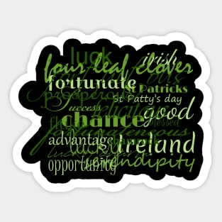 Irelands St patricks day lucky word art collage Sticker